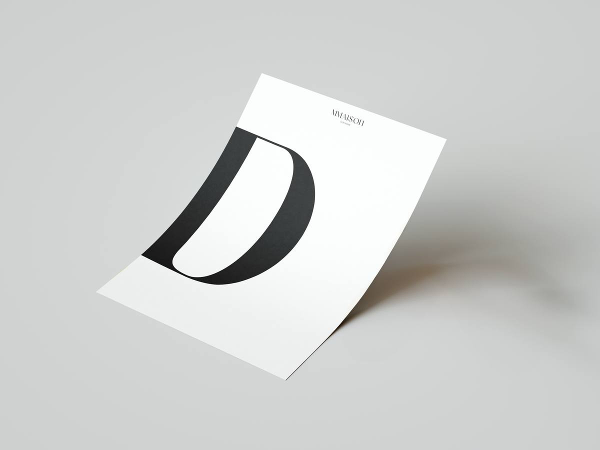 White & Black Letter "D" print