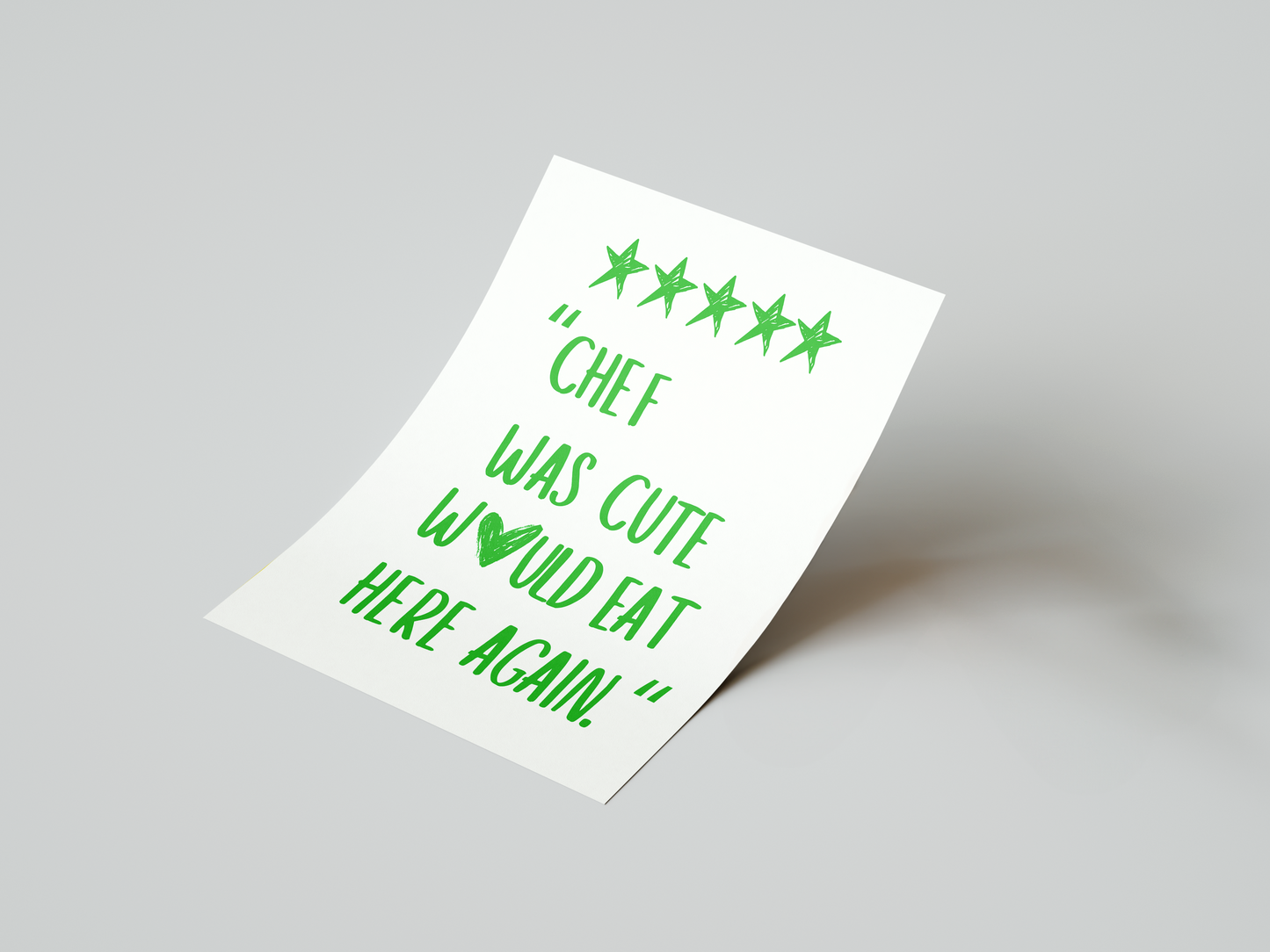 Typography Wall Print for kitchens: 5 stars to the chef