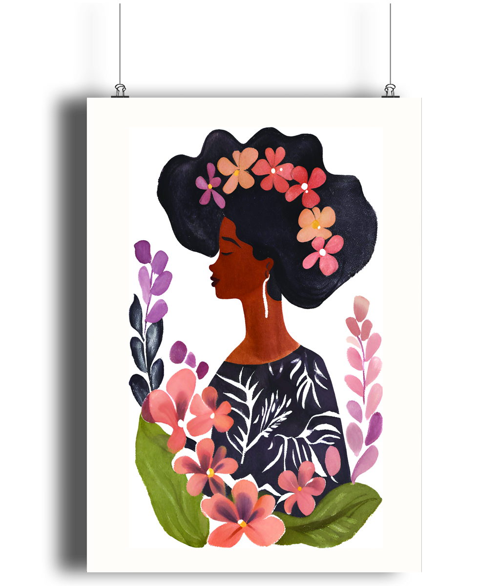 Floral Crowned Beauty Art Print