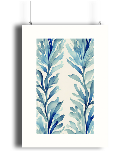 Blue Seaweed Art Print 2