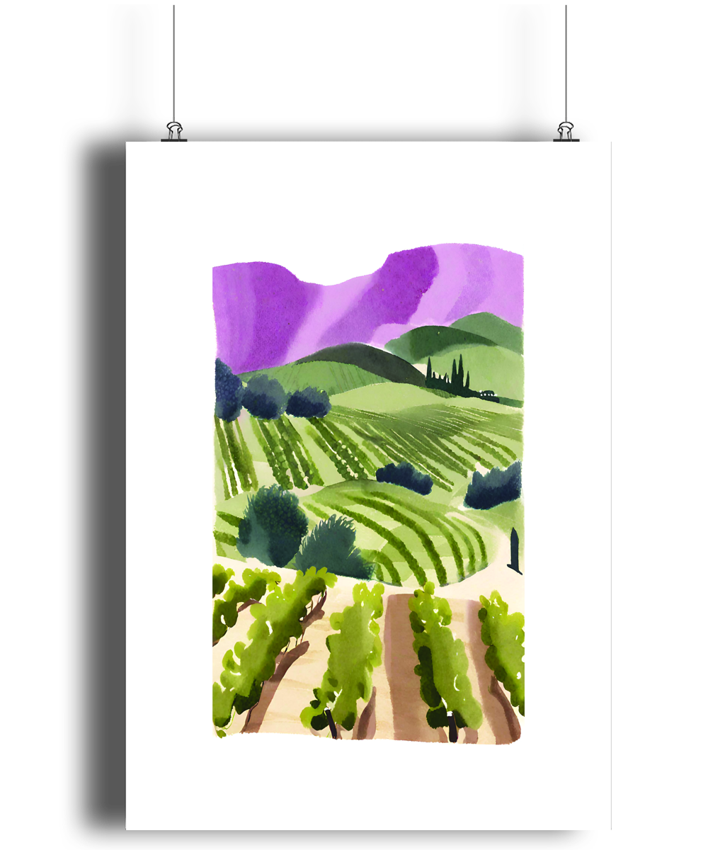 Vineyard Landscape Art Print