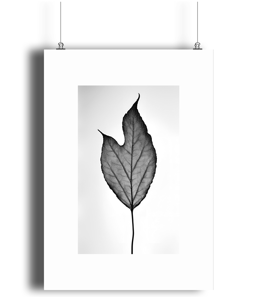 Natural Essence: Monochrome Leaf Art Print