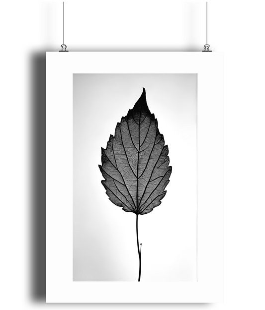 Natural Essence: Monochrome Leaf Art Print 2