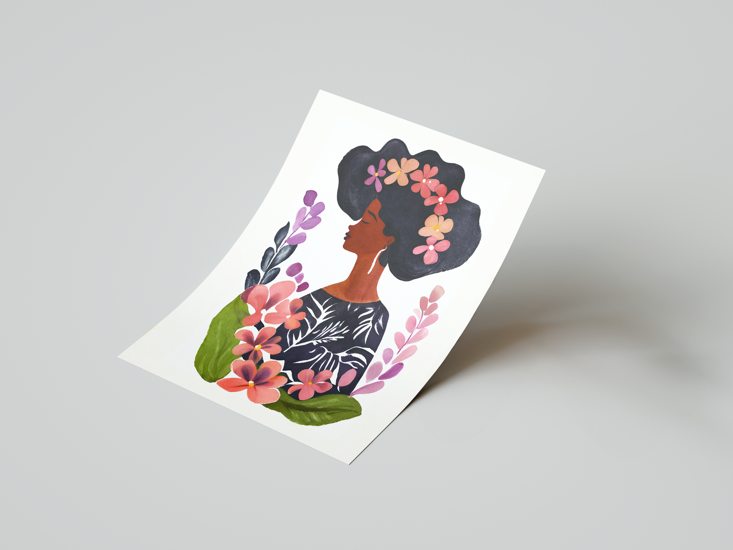 Floral Crowned Beauty Art Print