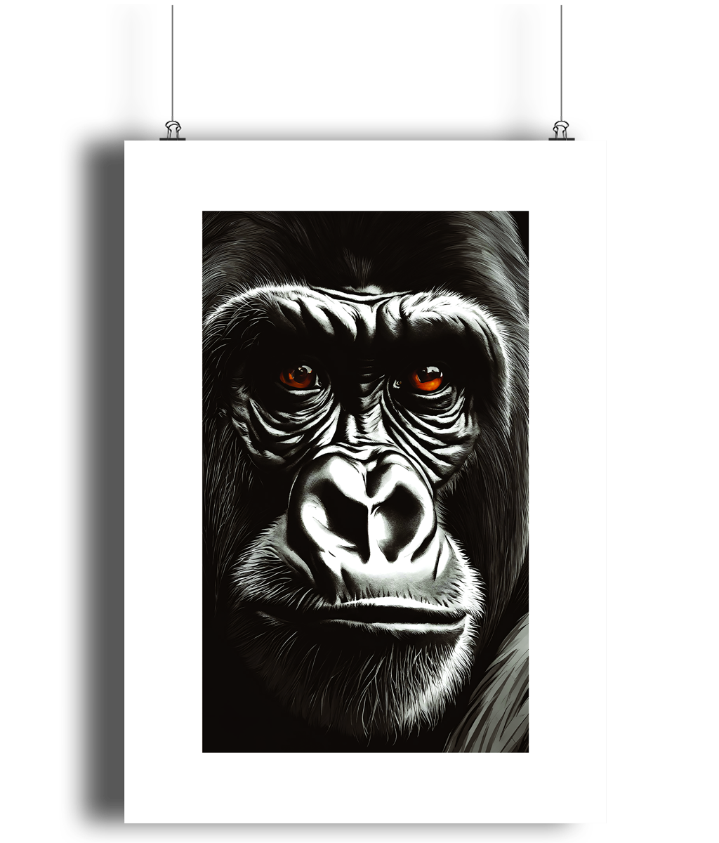 Majestic Gaze: Gorilla Wall Art Print