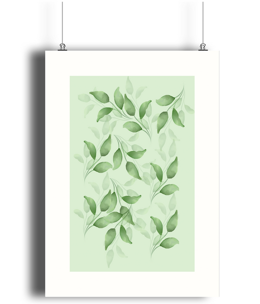 Green Leaf Pattern Art Print