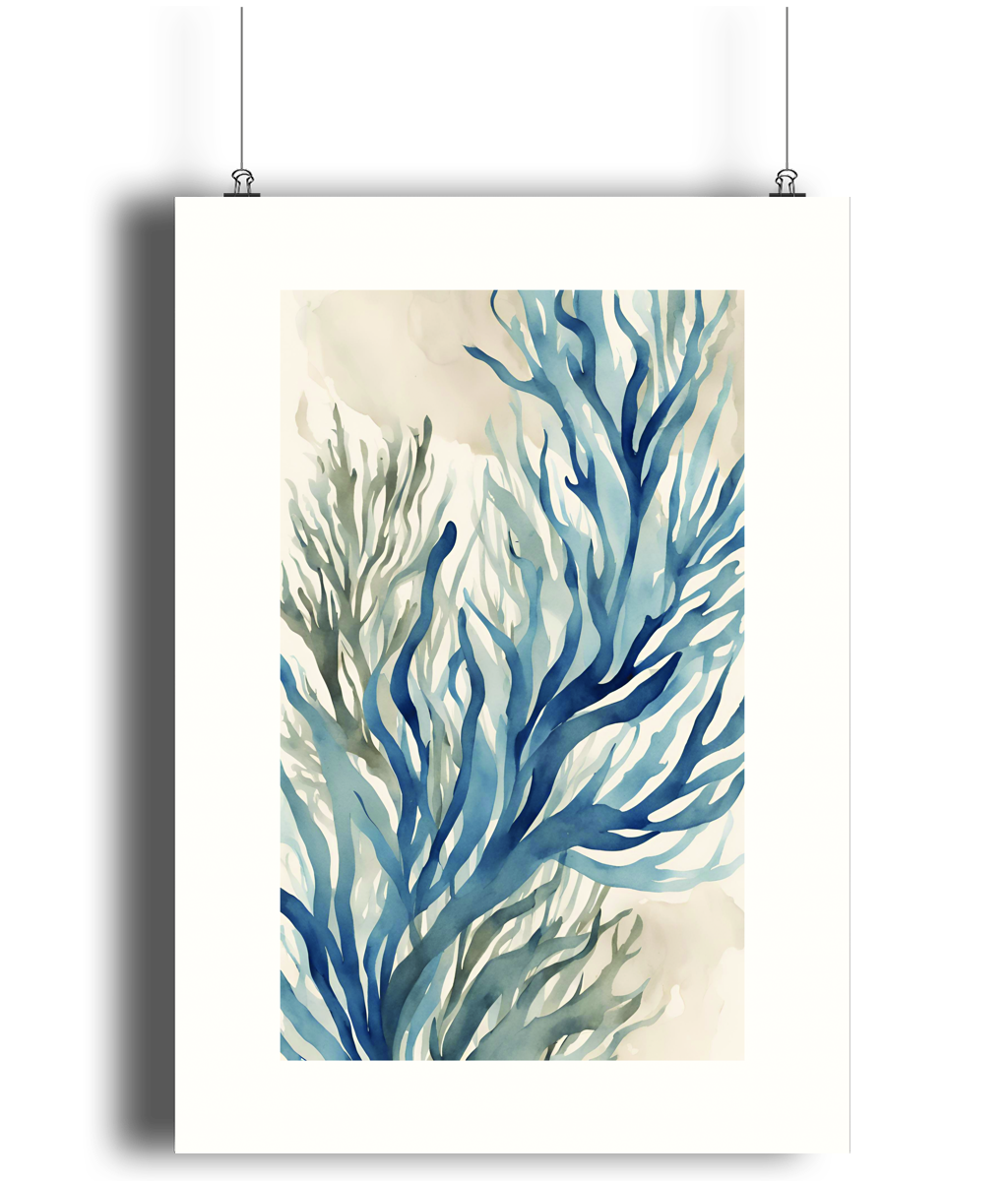 Blue Seaweed Art Print