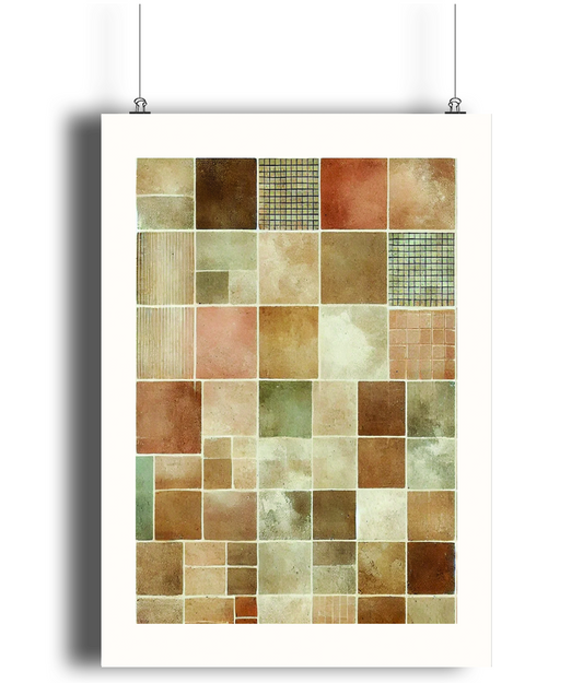 Terracotta Patchwork Art Print