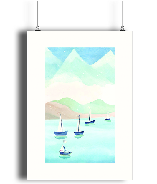 Serene Sailboats Art Print