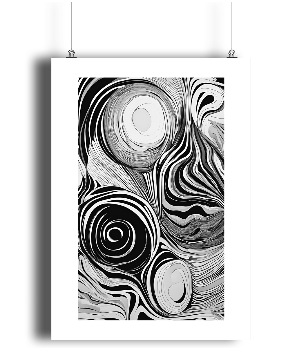 Monochrome Vortex Art Print