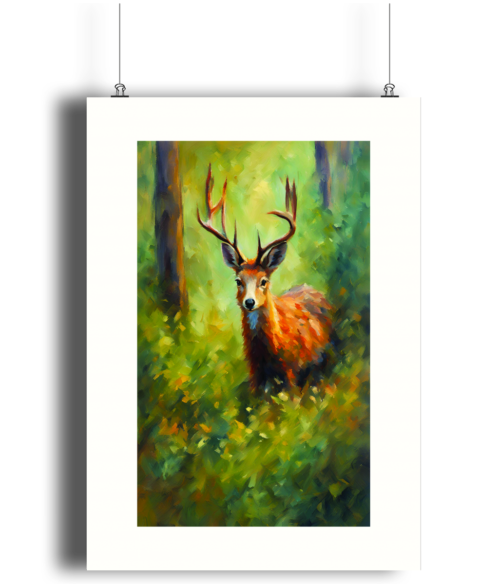 Deer in the Woods Art Print