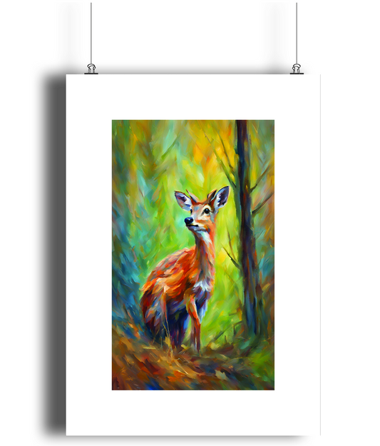 Deer in the Woods Art Print 2