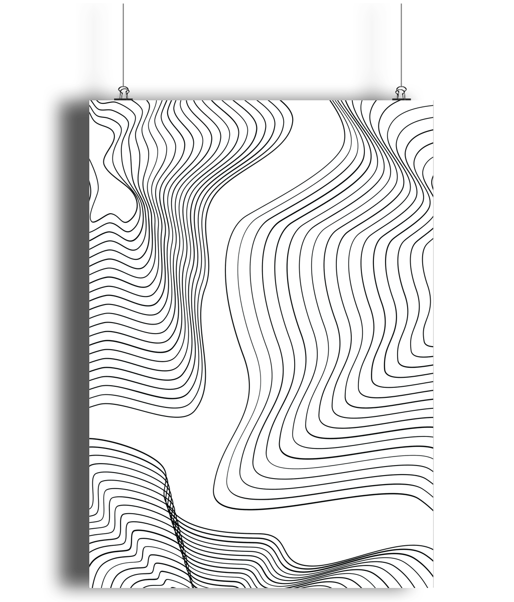 Abstract Line Wave Art Print