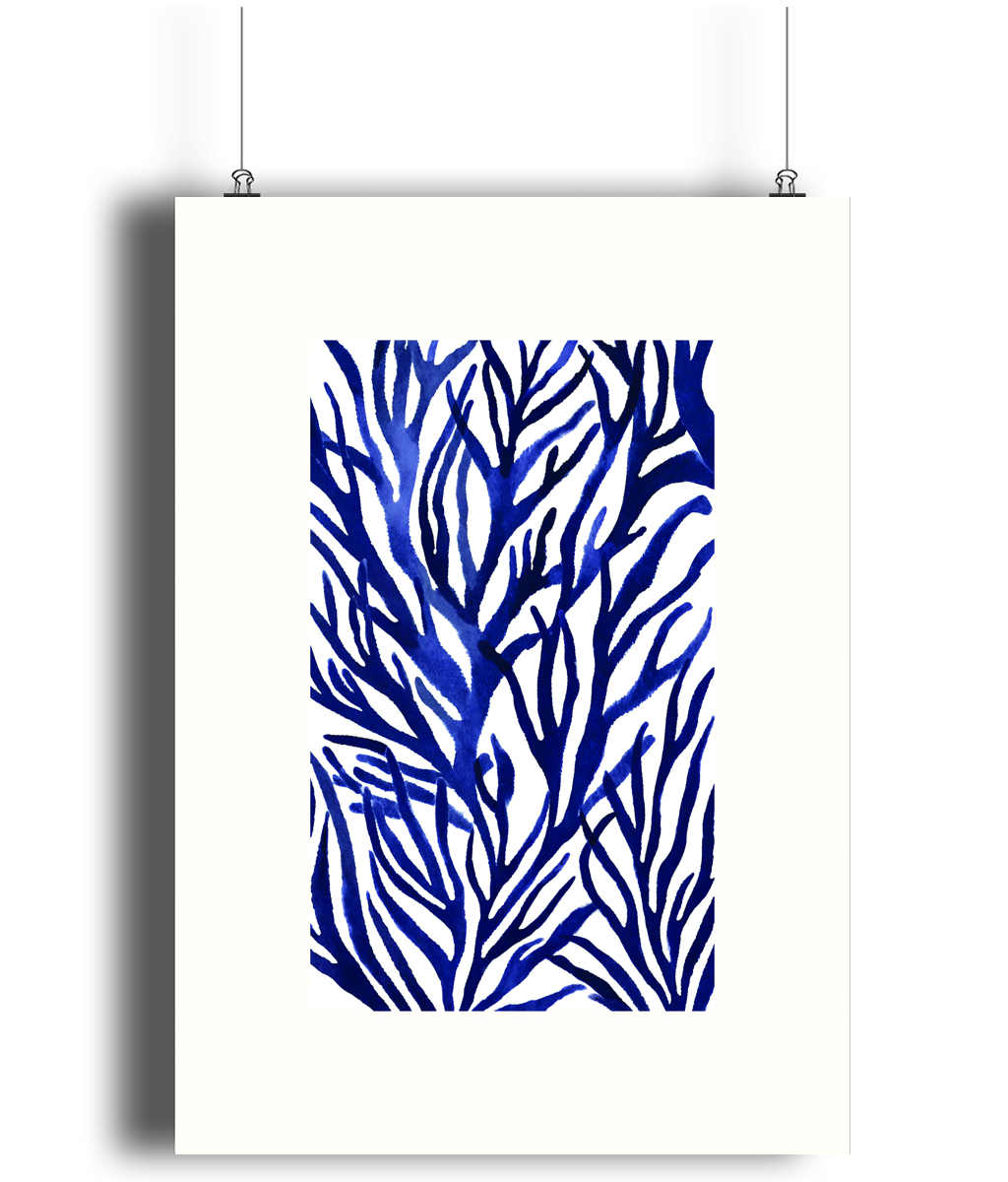 Deep Sea Blue Coral Art Print