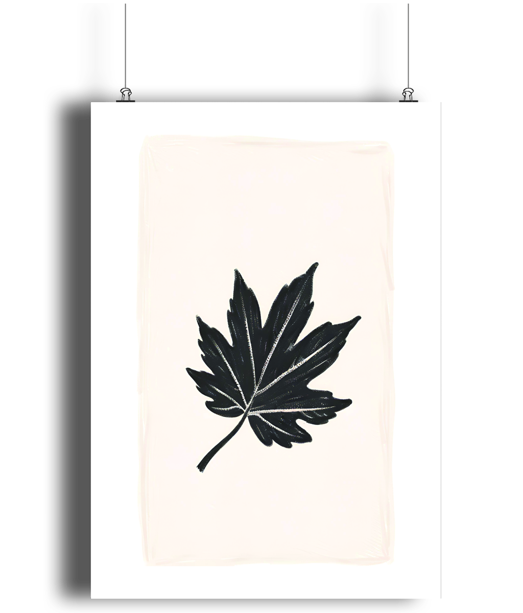 Black Botanical Leaf Art Print 2