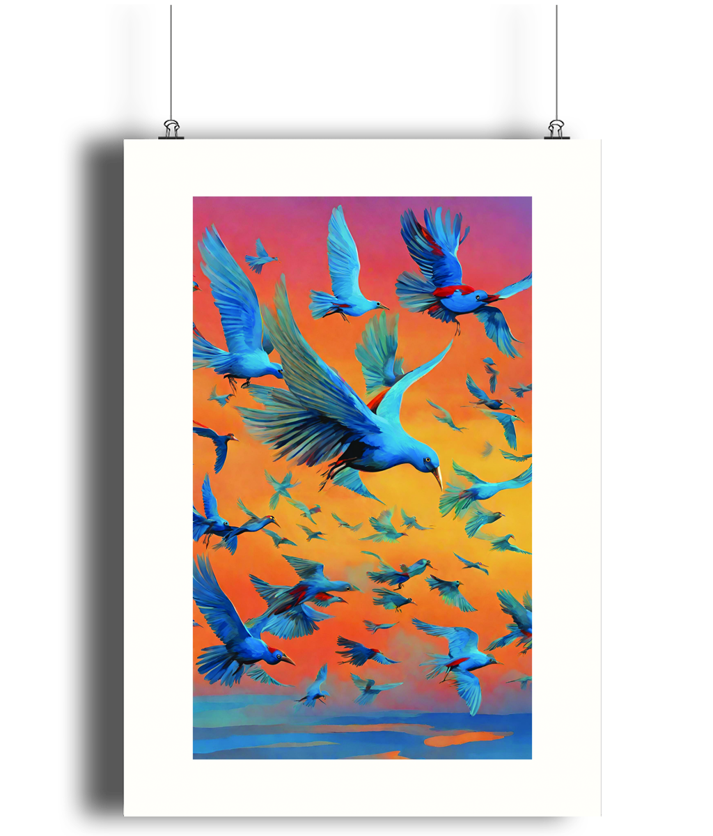 Flight at Sunset Art Print