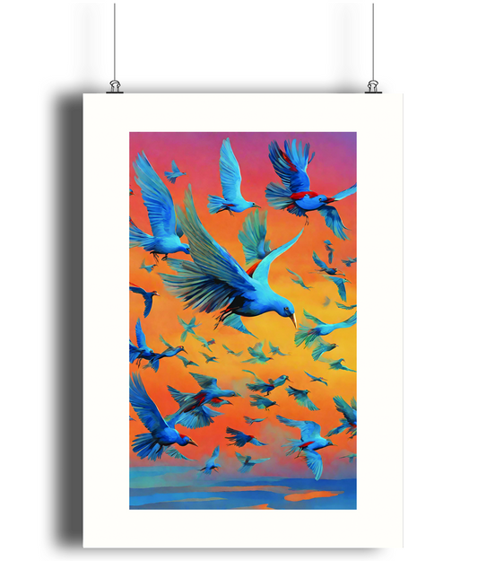 Flight at Sunset Art Print