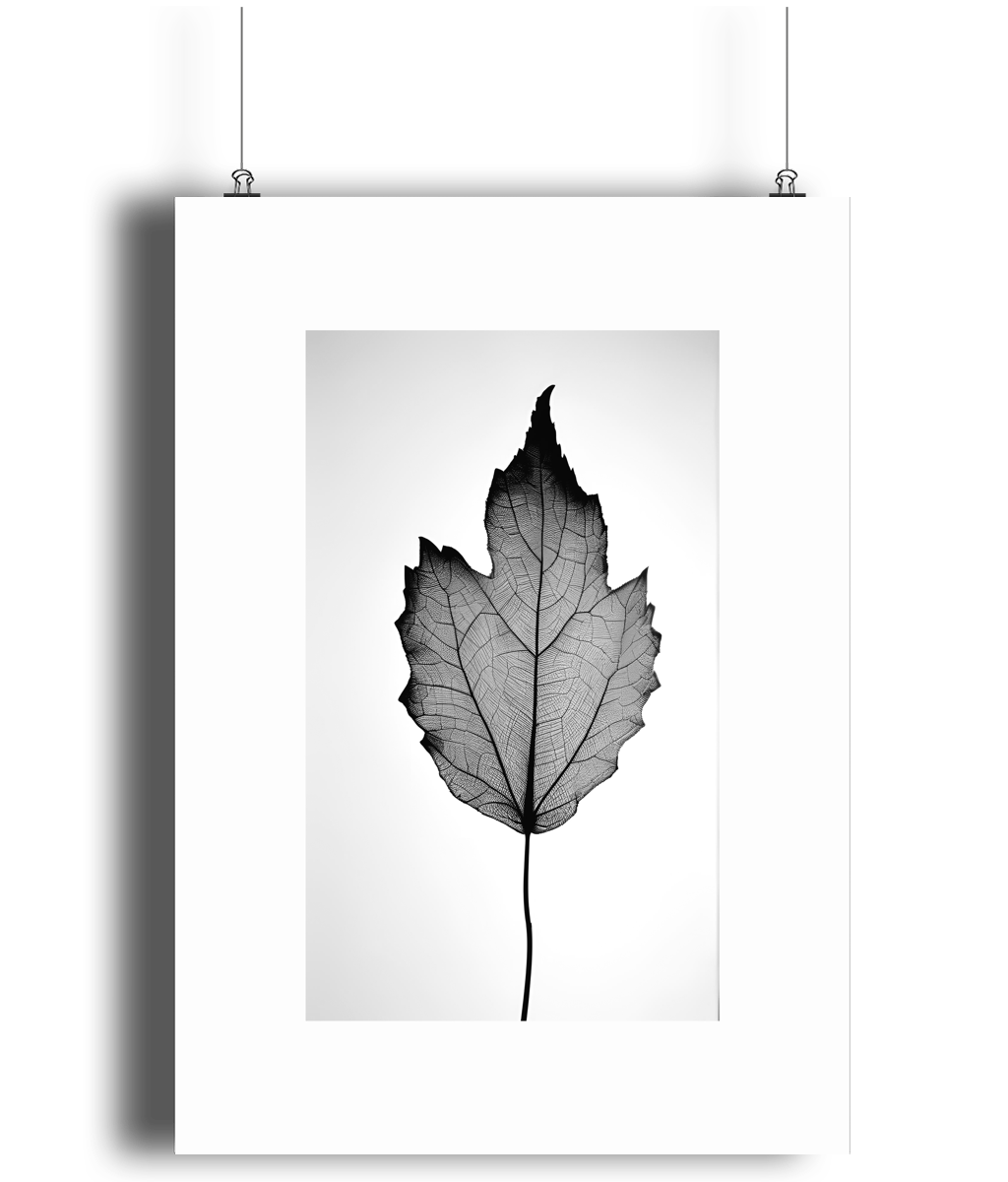 Natural Essence: Monochrome Leaf Art Print 3