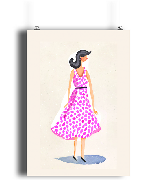 Chic Polka Dot Dress Art Print