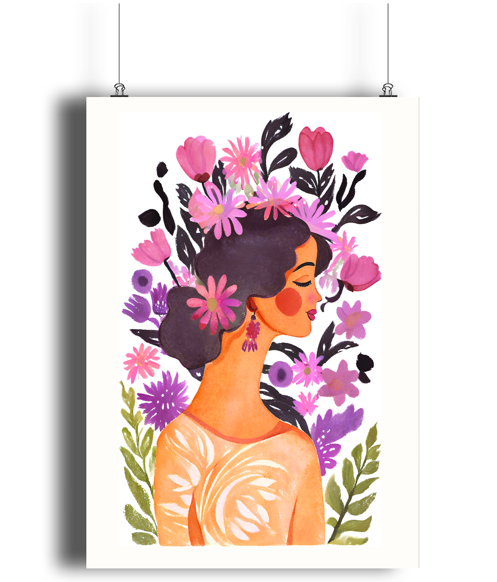 Floral Crowned Beauty Art Print 2