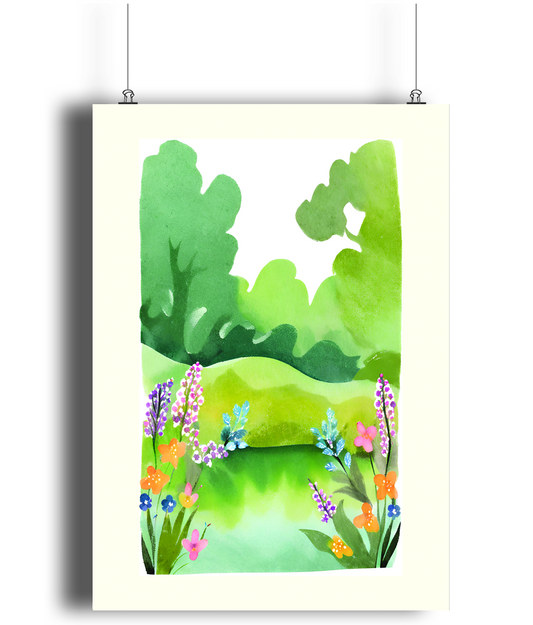 Green Garden Bloom Art Print