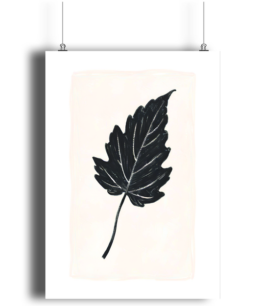 Black Botanical Leaf Art Print 3