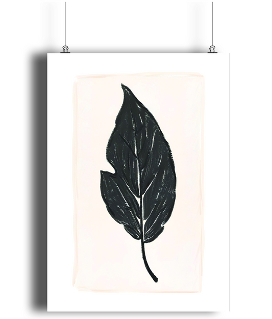 Black Botanical Leaf Art Print