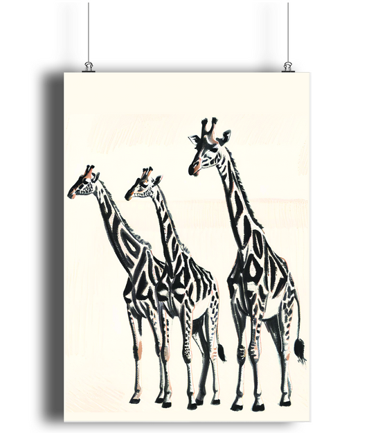 The Three Giraffes Art Print